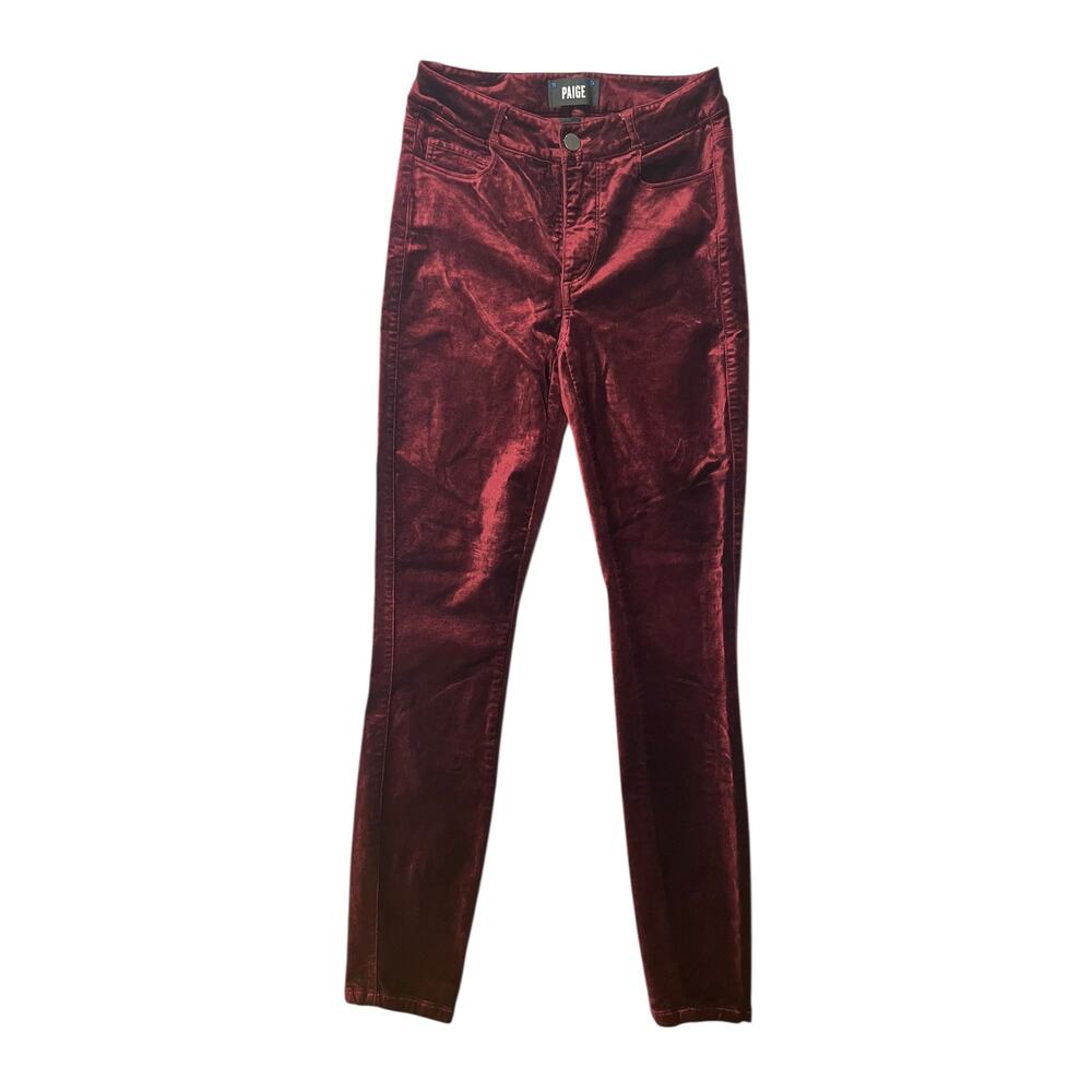 Paige Hoxton Ultra Skinny Dark Maroon Velvet Pants Size 25 Whimisgoth‎ Y2K